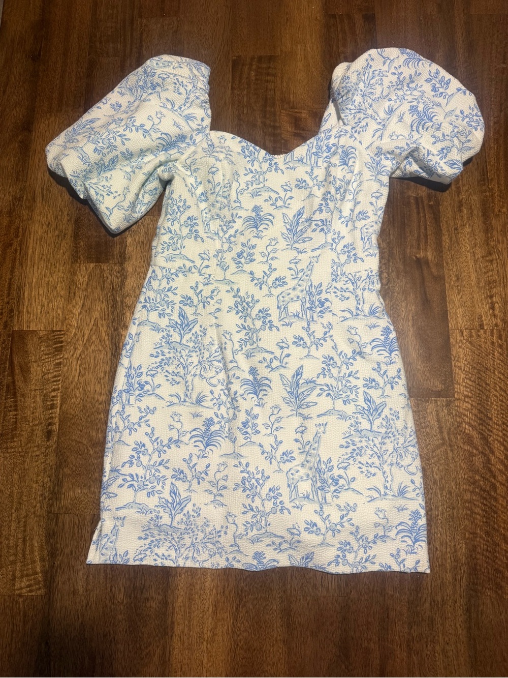Lilly Pulitzer Justina Light Blue Puff-Sleeve Mini Dress skirted romper - Picture 5 of 9